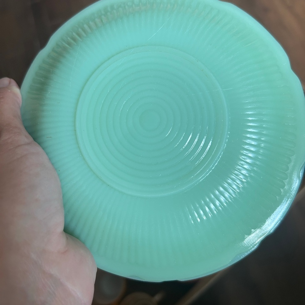 Vintage Jadite Mint Green Ribbed Plate